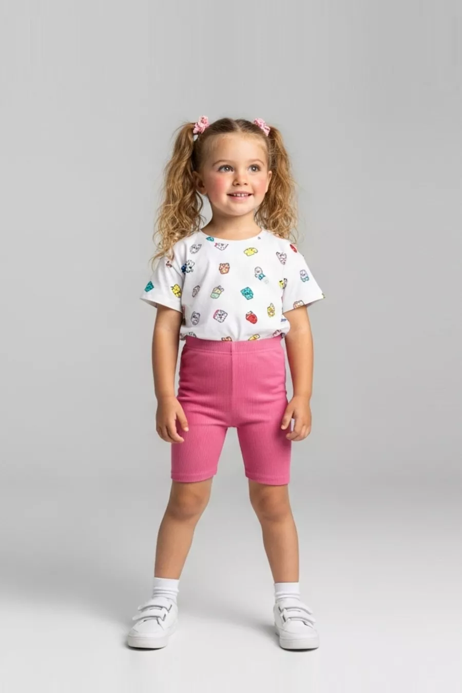 %  Coton Côtelé Kaşkorse Legging Court pour Fille avec Taille Haute Extensible