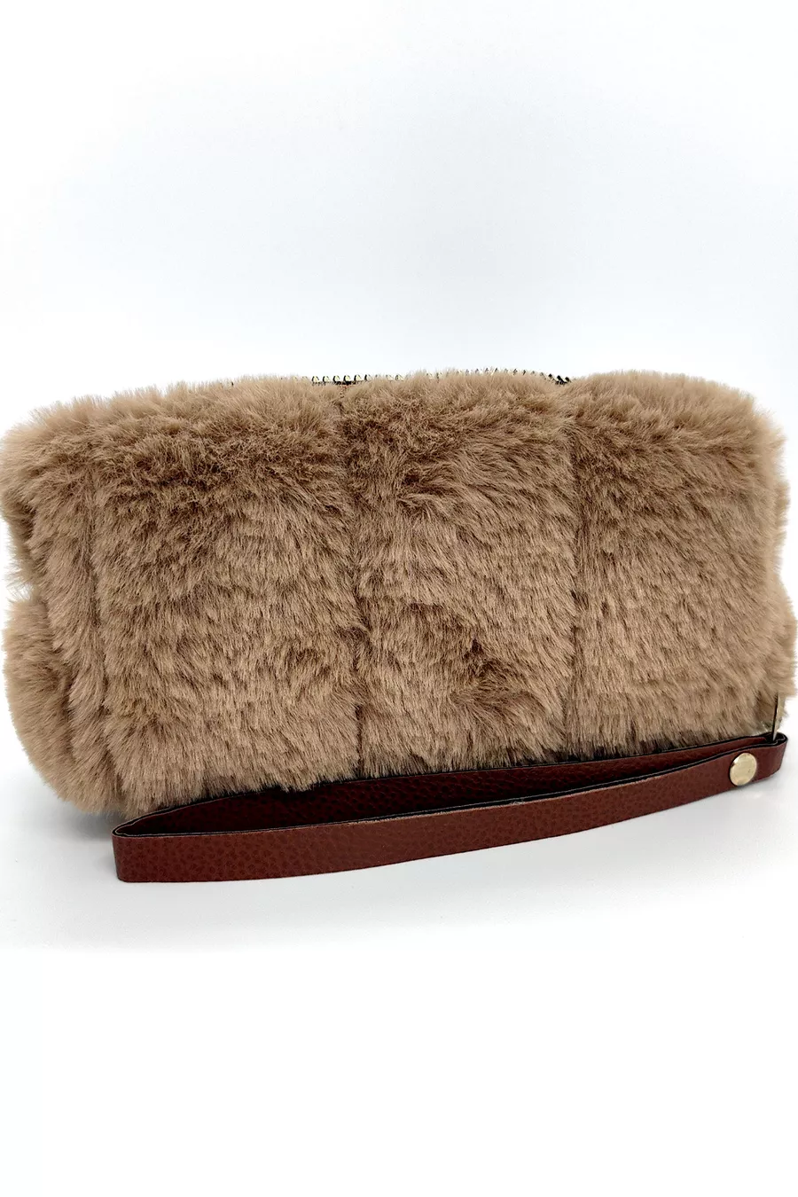 Étui polyvalent en peluche marron YUO – Lunettes, porte-stylo, trousse de maquillage, mini pochette