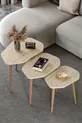 Table gigogne 3 pièces Trio Table d'appoint en bois Table basse Travertin