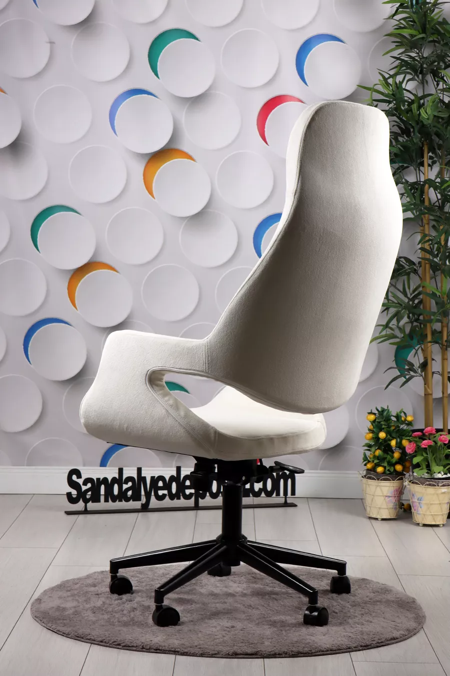 Fauteuil de Directeur et Gestion Wagner (Blanc Cassé) (Hydrofuge, Anti-tache, Tissu Lavable)