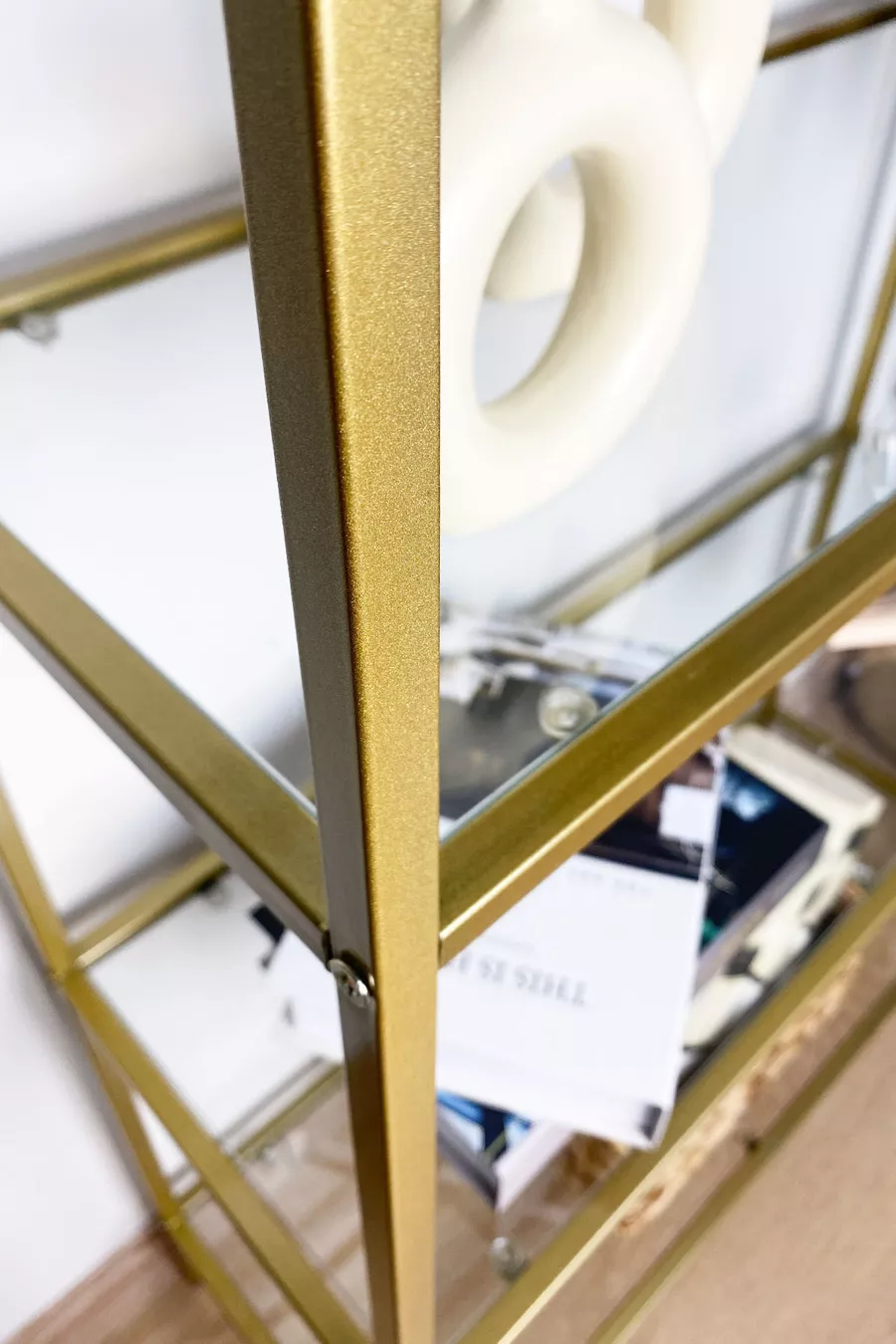 - Étagère décorative Mona Gold Bibliothèque Accessoire Étagère de cuisine Verre transparent