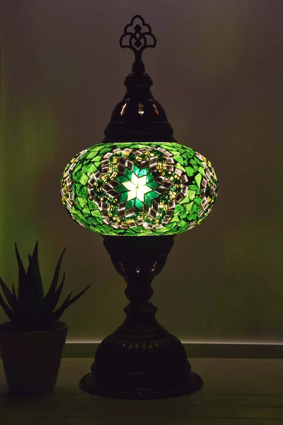 Lampe de table en verre mosaïque design authentique, lampe de nuit décorative, abat-jour