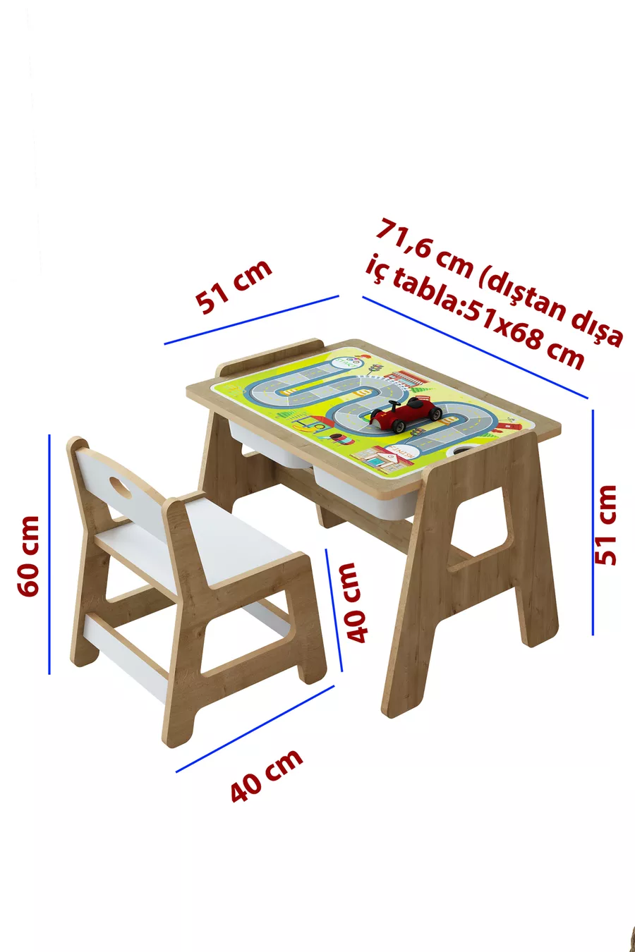 Ensemble table et chaises d'activité en bois Montessori