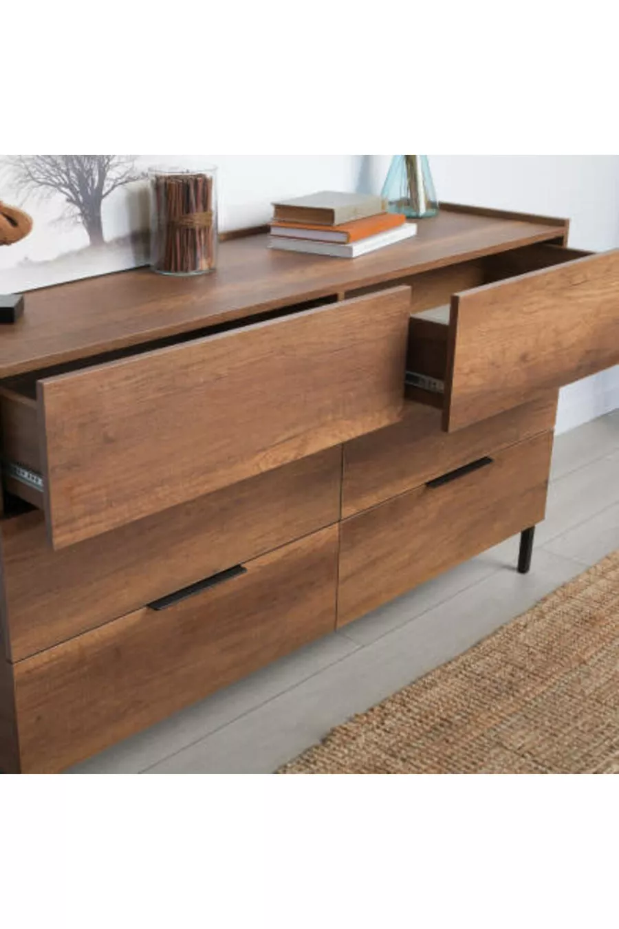 Commode Oryana à 6 tiroirs - Noyer foncé cm