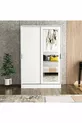 Armoire Berceste Blanche à 2 Portes Coulissantes avec Miroir et 8 Compartiments
