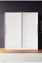 Armoire  Zambak coulissante avec étagères multiples, tiroirs et penderie, structure blanche (portes blanches-blanches)
