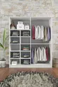 Armoire blanche  Milano à 4 portes avec  étagères et 2 penderies