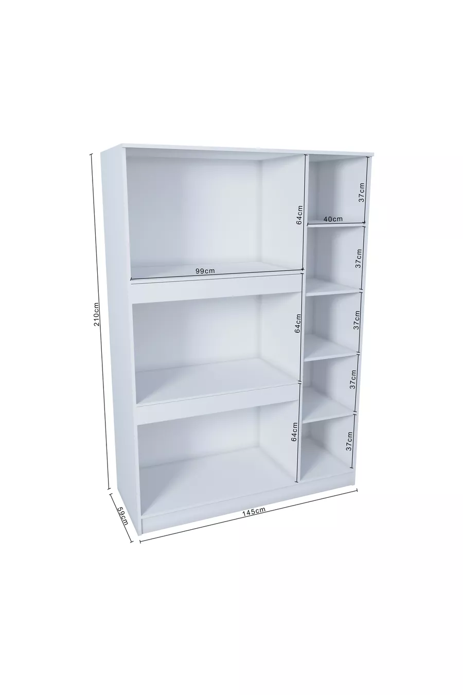 Armoire de rangement avec étagères Ases  Blanc - Chêne Saphir