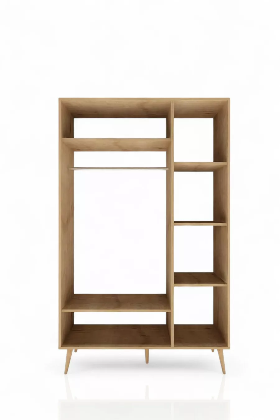 Garde-robe Bali Bohem à 3 portes – Armoire à vêtements avec portes en MDF et tissu jute | Couleur chêne –