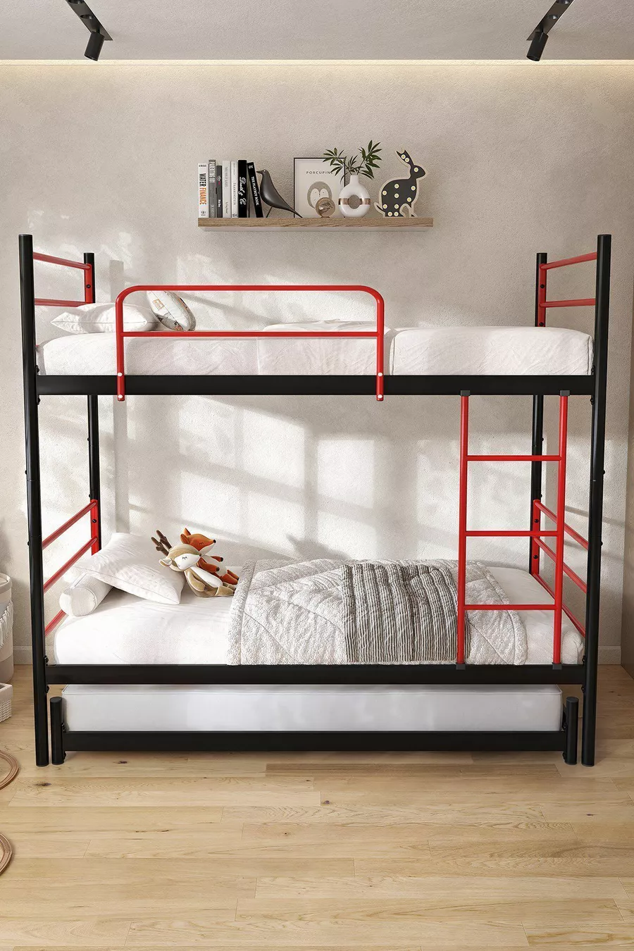 Lit superposé Trend Yavrulu Compatible avec lit 3 places Rouge Métal