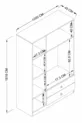 Armoire Yaman Çam à 3 portes et 2 tiroirs - Garde-robe