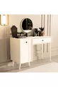 LOVE MIROIR (SUR PIED EN BOIS) TABLE DE MAQUILLAGE AVEC TIROIRS - AVEC PORTES EN MDF BLANC CM