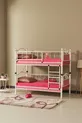 Chambre d'enfant Émeraude Lit superposé et lit en bois avec tête en métal Blanc Rose