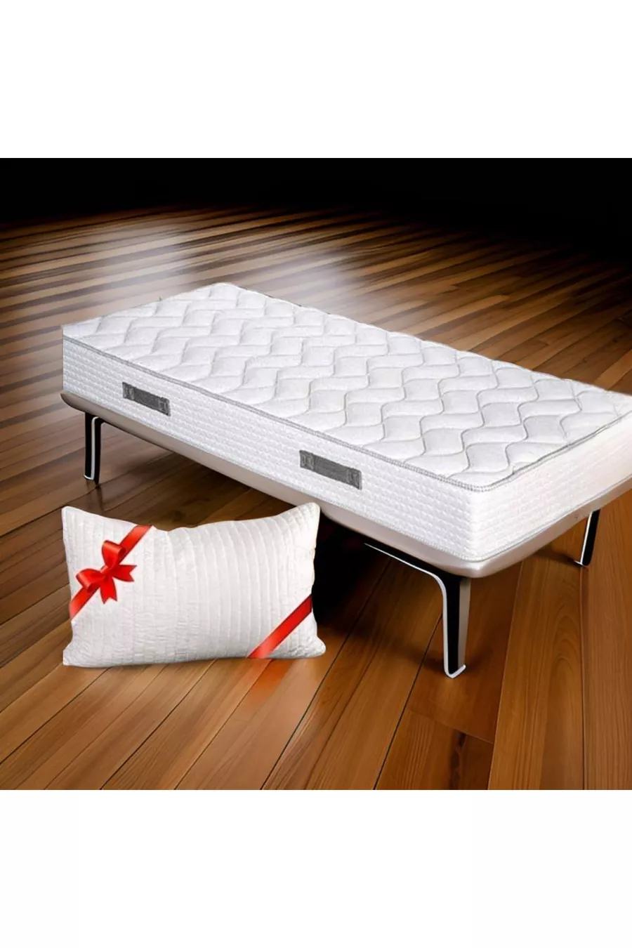 Lit simple ou double à ressorts avec coussin offert