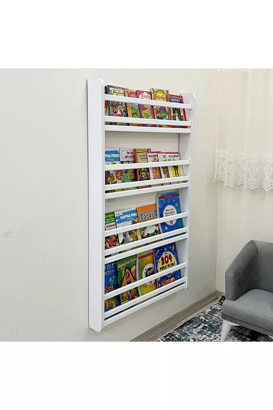 Bibliothèque Safir à 4 étagères - Étagères de livres pour chambre d'enfant Montessori à 4 étagères