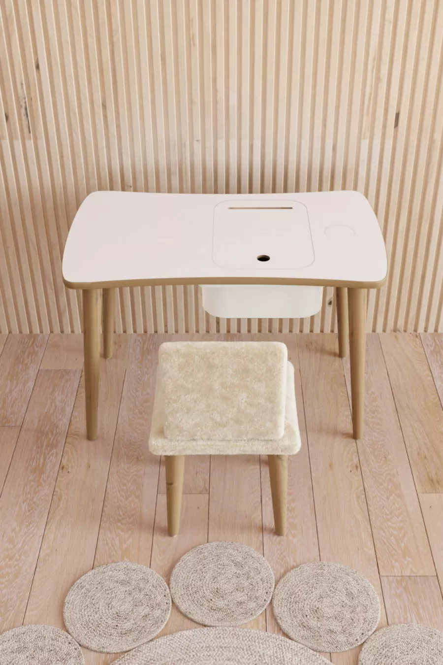 Table Montessori pour enfants, table de jeu, table d'activités, table de travail - 1 pièce avec chaise Welsoft blanche