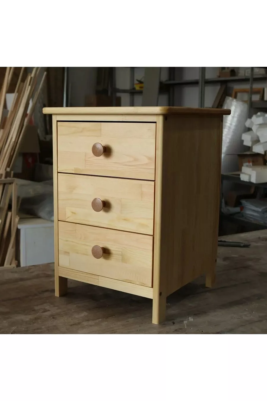 Chevet Nord Essence Collection en bois avec 3 tiroirs en pin massif de première qualité