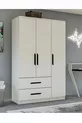 Gm  Modena Armoire Blanche à 3 Portes et 2 Tiroirs avec Poignées Noires