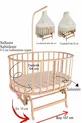 Berceau Amedan Beige avec Parure de Lit en Dentelle Française en Bois Massif