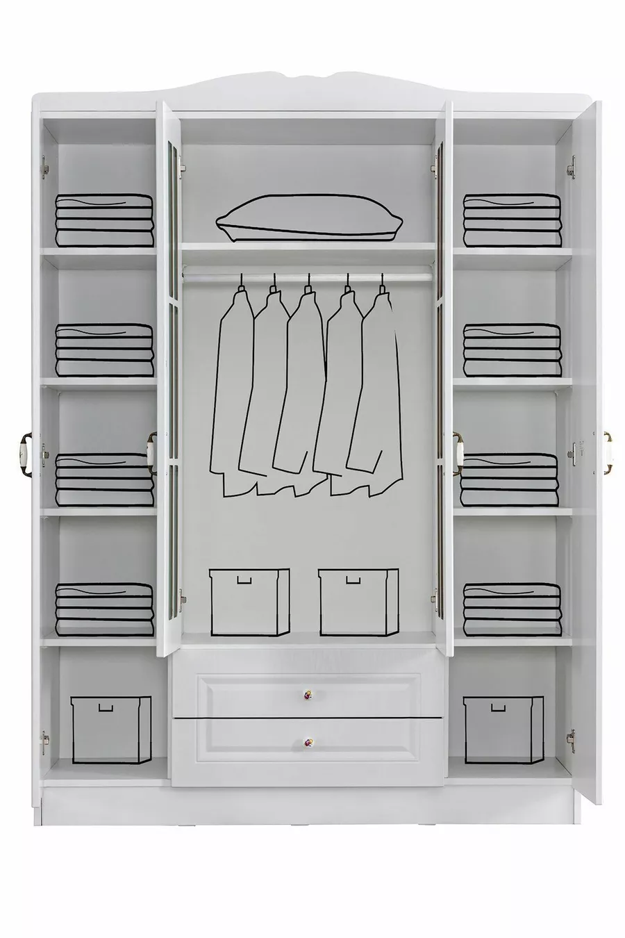 Armoire, armoire à 4 portes avec surface avant en MDF Country West