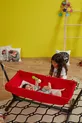 Berceau hamac pour poupée en bois avec support (Rouge)