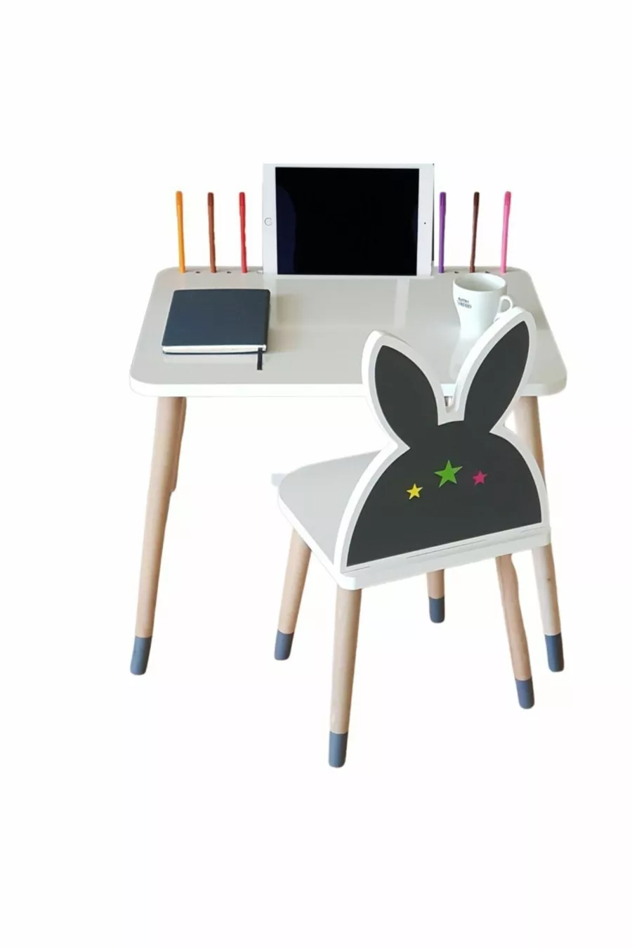 Ensemble Table et Chaise pour Activité Enfant 1, 2-6 ans - Surface avec Espace pour Tablette, Porte-stylo et Fonction Effaçable