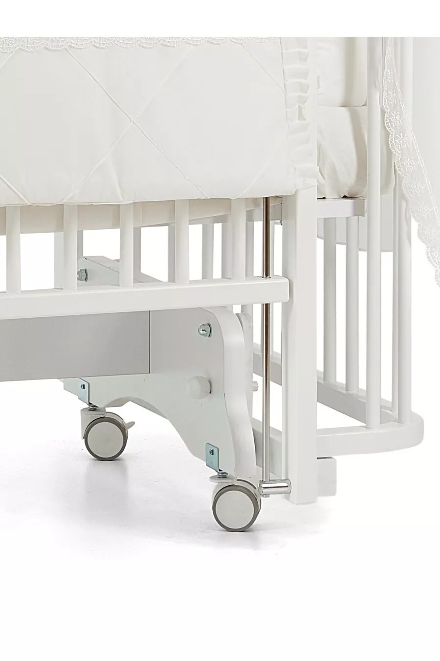 Berceau à bascule en bois Bambino Anne Yanı cm (blanc-crème)