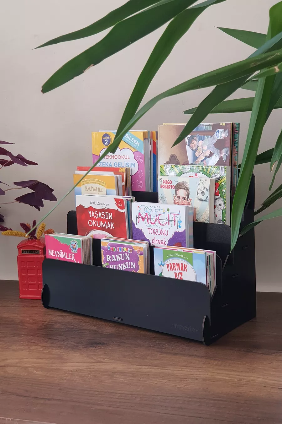 Mini Bibliothèque Montessori Lucky pour Enfants à 4 Étages en Bois, Bibliothèque pour Chambre d'Enfants, Mini Bibliothèque de Bureau