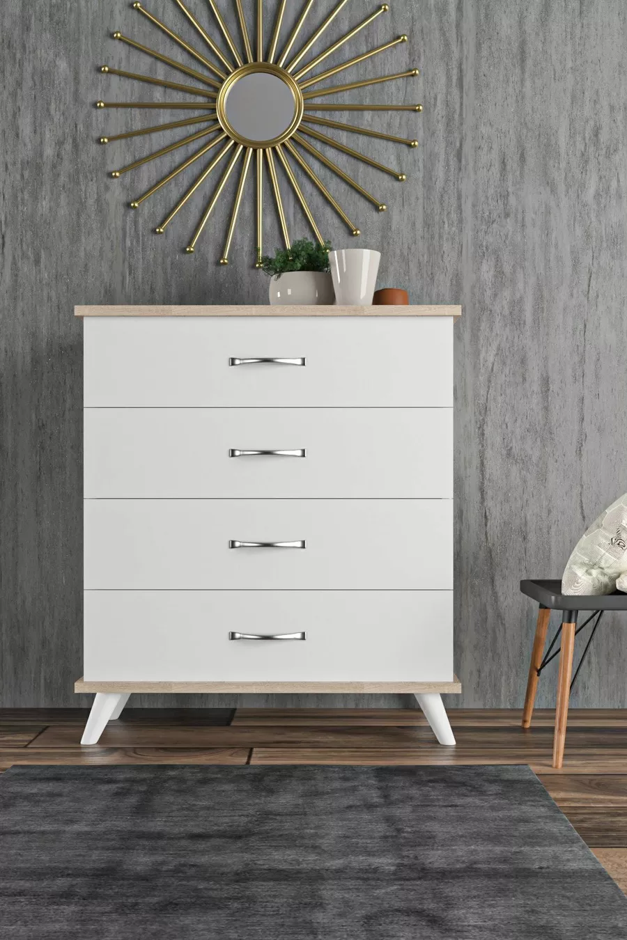 Commode blanche Artemis à 4 tiroirs