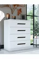 Gm Almina Commode Blanche à 4 Tiroirs avec Poignées Noires