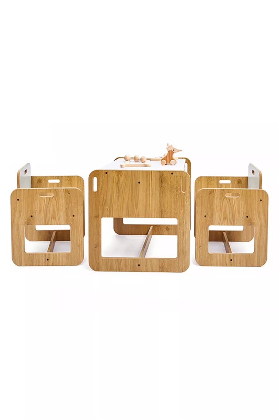Table et chaises Montessori en bois pour activités et jeux pour enfants de 2 à 4 ans (1 table + 2 chaises)