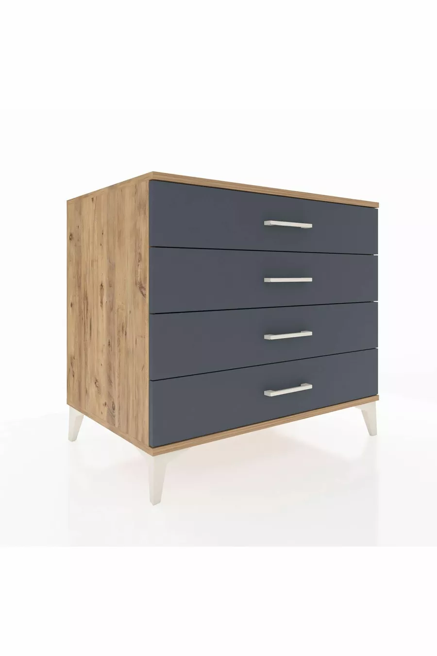 Commode Kronos à 4 tiroirs Pin-Anthracite