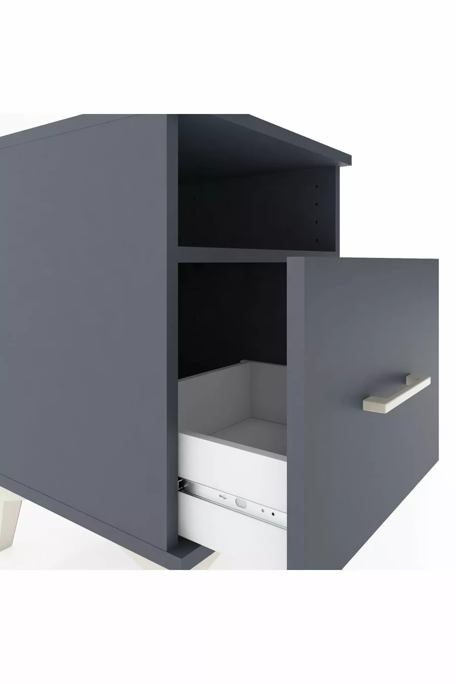 Commode Hyperion à une étagère et un tiroir Anthracite-Anthracite