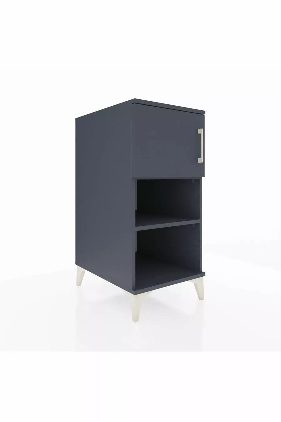 Table de chevet Kronos à 2 étagères avec 1 porte Anthracite-Anthracite