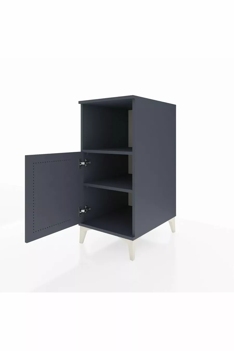 Table de chevet Kronos à 2 étagères avec 1 porte Anthracite-Anthracite