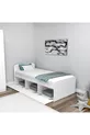 Lit Cadre Akser Blanc – Compatible avec Lit Simple, Lit Pour Jeune Avec Armoire