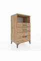 Table de chevet Hyperion avec une étagère et 3 tiroirs en pin-pin