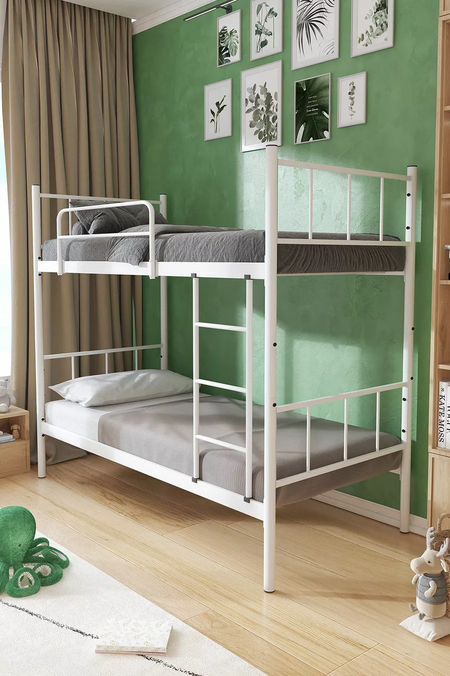 Lits superposés Tekno compatibles avec matelas, métal blanc détachable