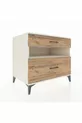 Commode Kronos avec une étagère et 2 tiroirs, Pierre de Lune-Pin