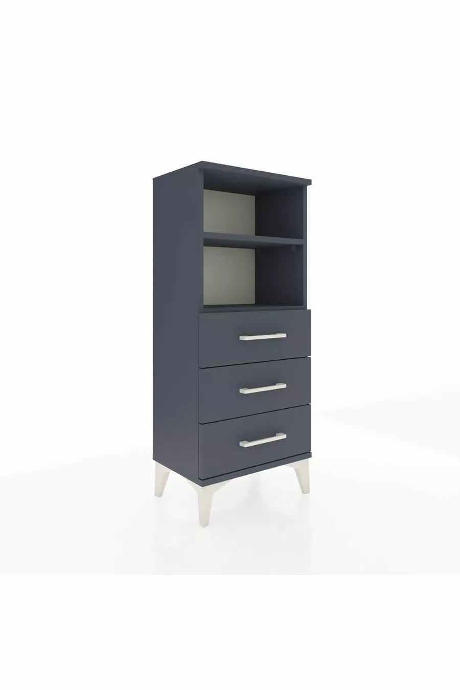 Chevet Arges avec 2 étagères et 3 tiroirs Anthracite-Anthracite