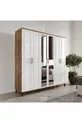 Ensemble de chambre à coucher complet en MDF Sport avec 6 portes, pin atlantic-blanc (avec sommier)