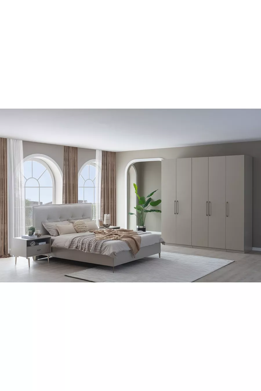 ENSEMBLE DE CHAMBRE À COUCHER PANDOR NOX, CRÈME
