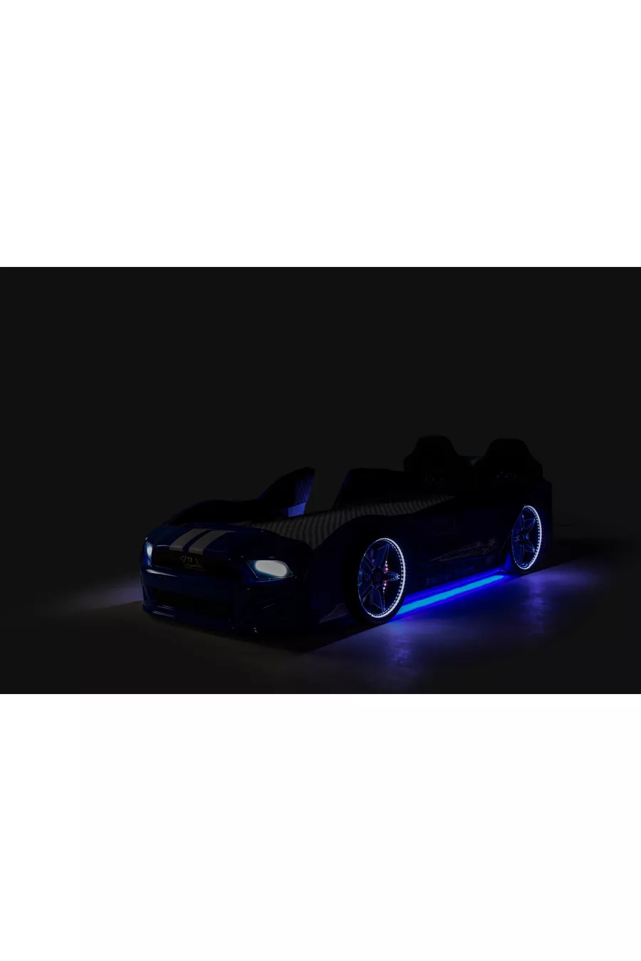 Portes de lit voiture avec base, Mustang à ouverture complète avec LED, télécommande et musique