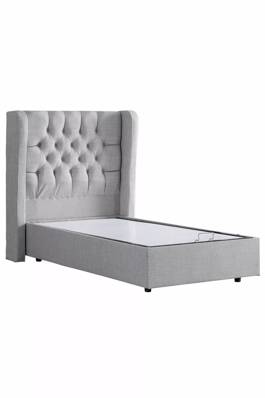 Ensemble de lit Riga avec sommier simple et tête de lit Comfort, gris clair