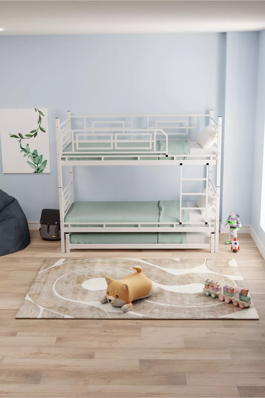 Lit superposé et lit simple pour enfants Defne Yavrulu en métal blanc
