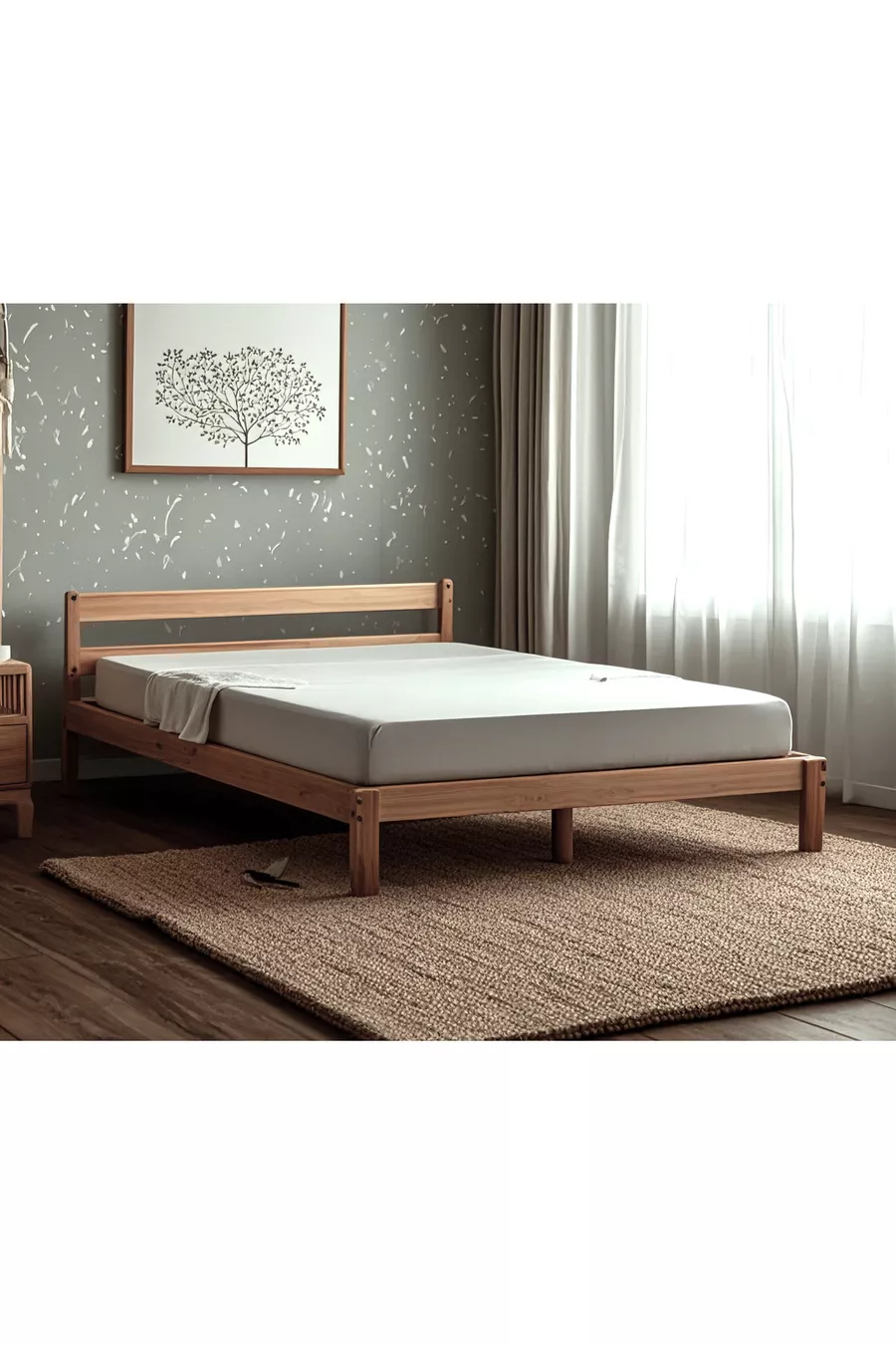 Lit en bois massif Bois naturel COULEUR NATURELLE