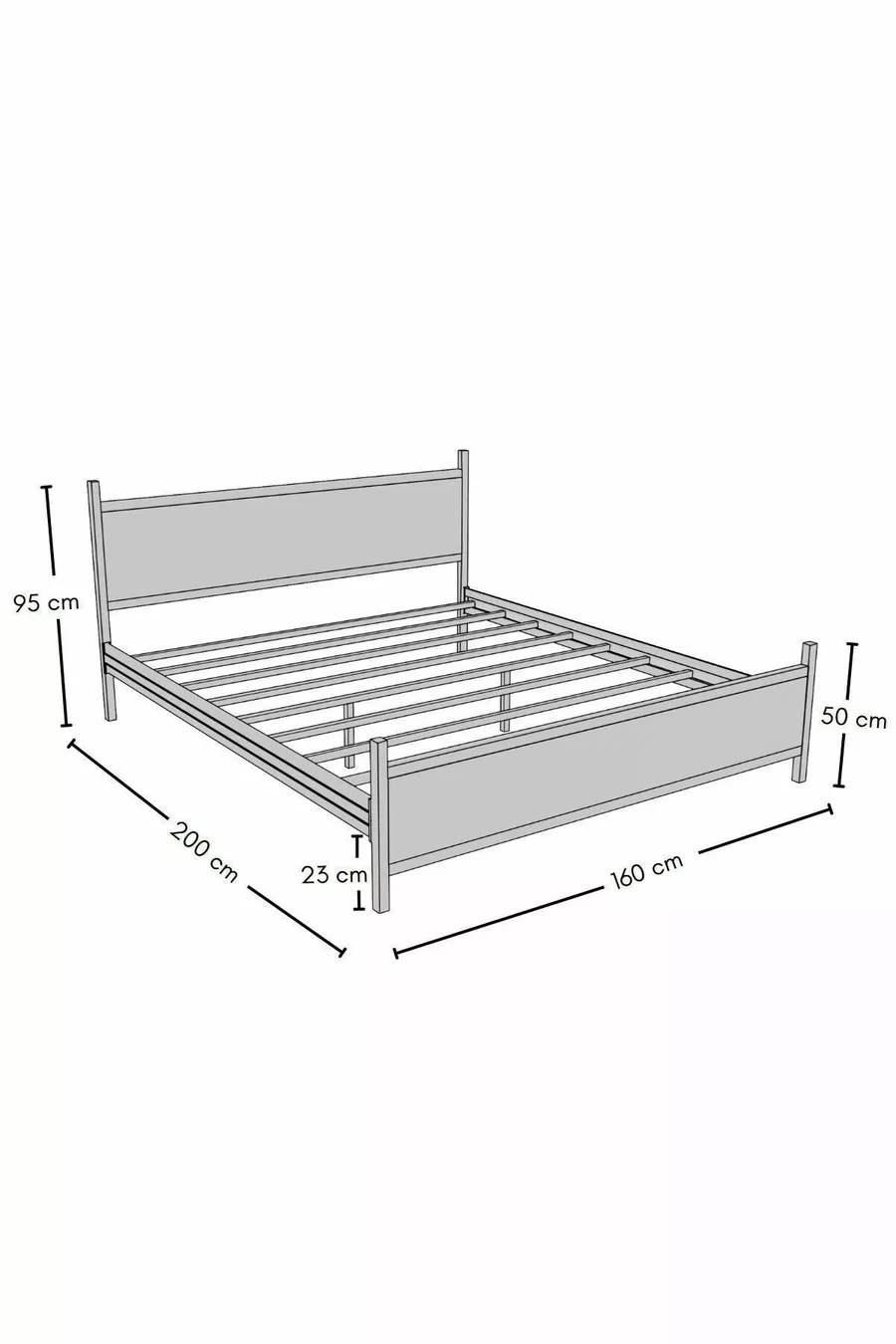 Lit double moderne GM en bois et métal, entièrement blanc