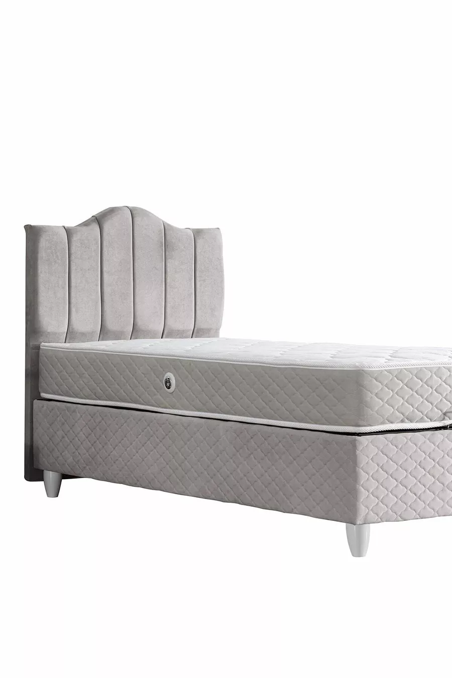 Sommier, Ensemble Double Tendence, Tête de lit simple - Gris