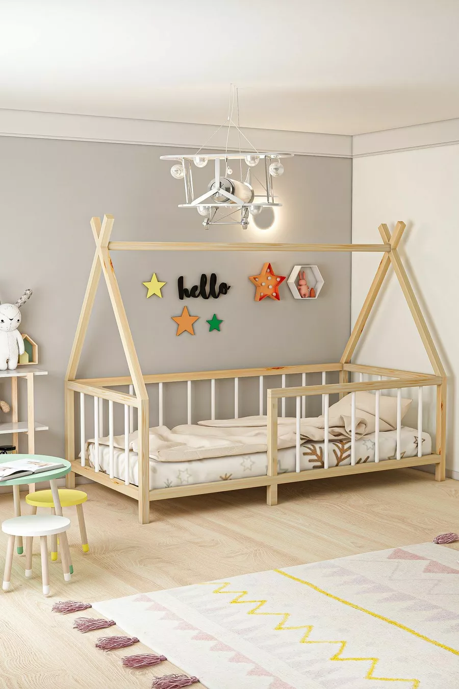 LIT EN BOIS GİVAYO WOOD POUR BÉBÉ ENFANT MONTESSORI
