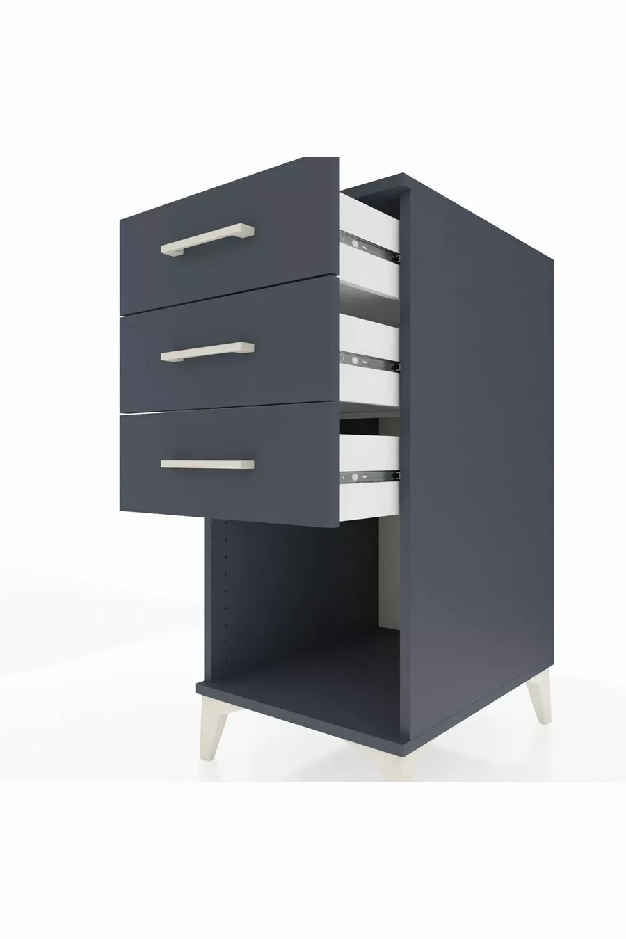 Table de chevet Kronos à 3 tiroirs Anthracite-Anthracite